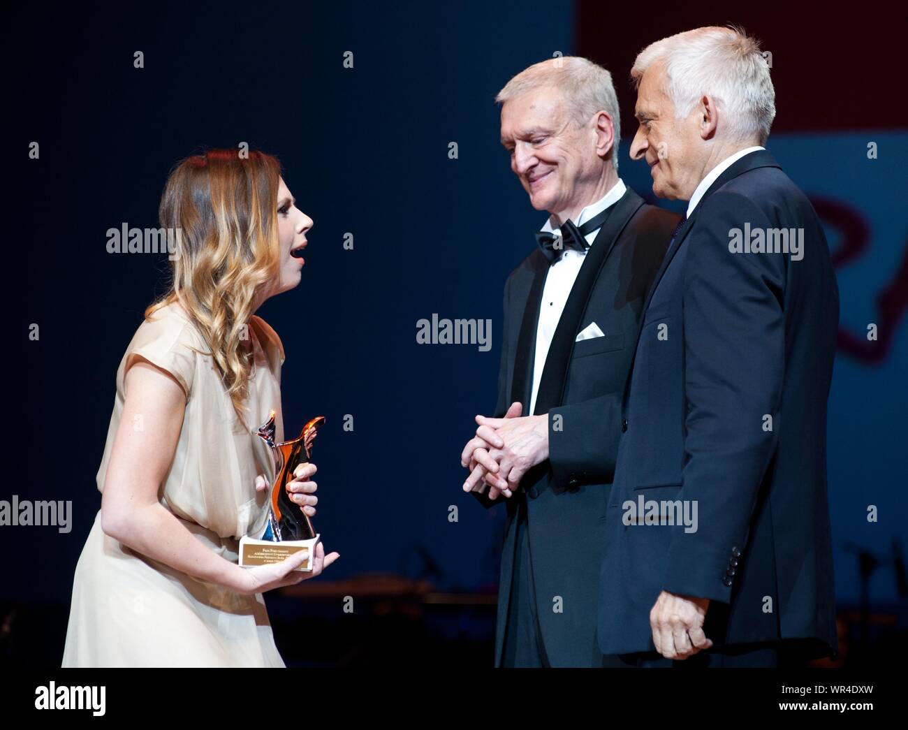 11.06.2012 Warsaw, Poland. `Teraz Polska` Gala. Pictured: Jerzy Buzek, Michal Kleiber, Aleksandra Kwasniewska Stock Photo